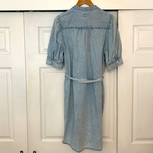 GAP Chambray Puff Sleeve Shirt Dress Large TALL - Picture 2 of 9